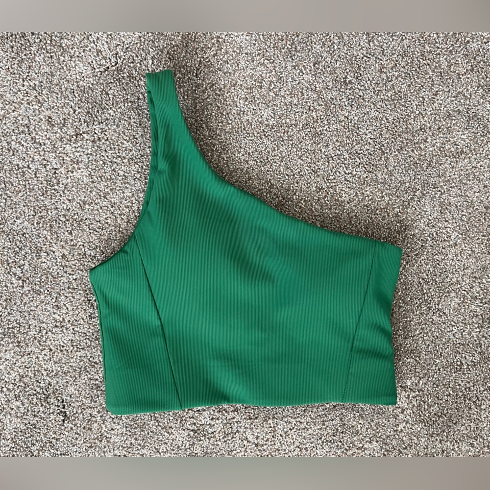 WILO The Label Kelly Green One Shoulder Sports Bra Sz XS